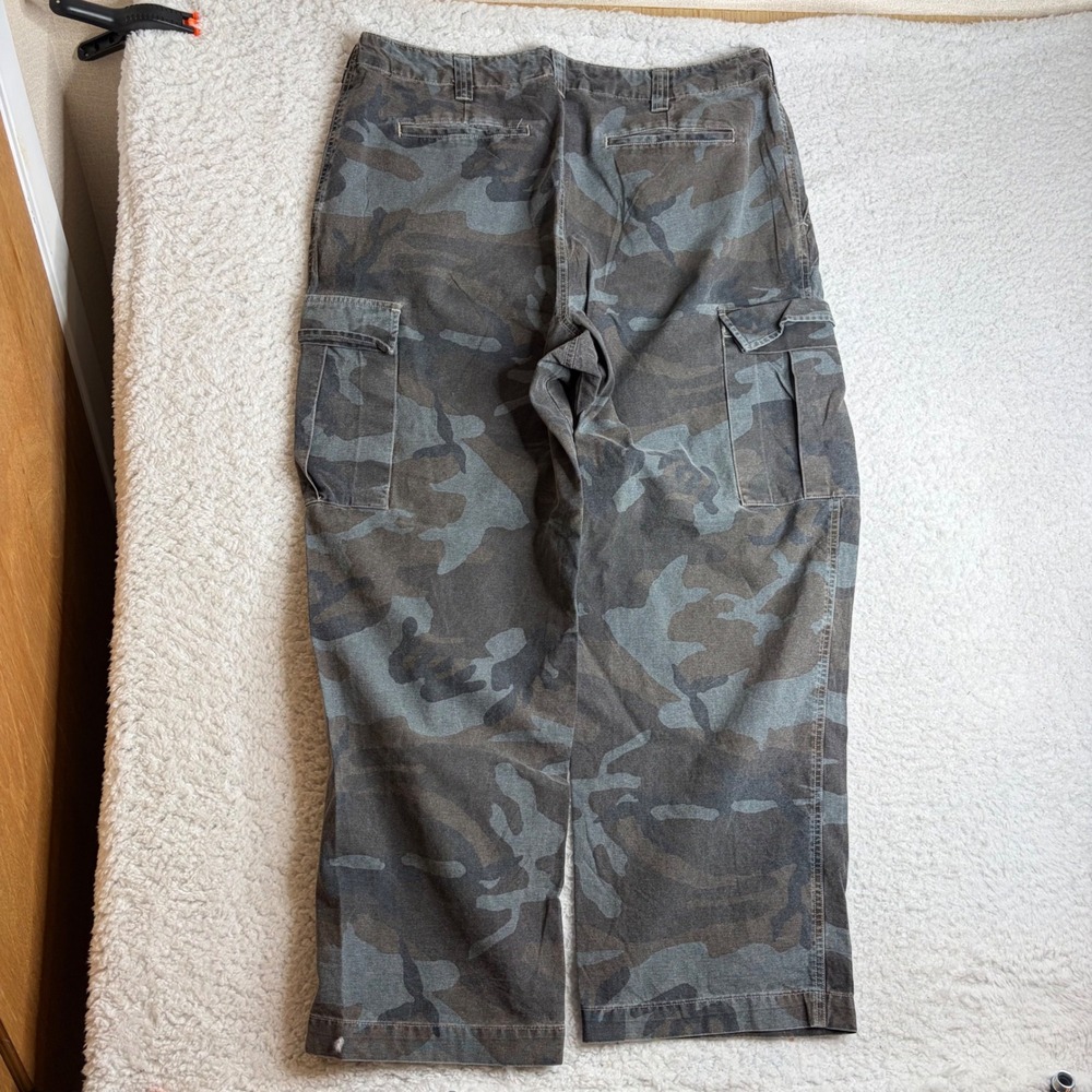 Old Navy Mens Camo Cargo Pants Grey Paratrooper baggy Y2K Cotton 39x30